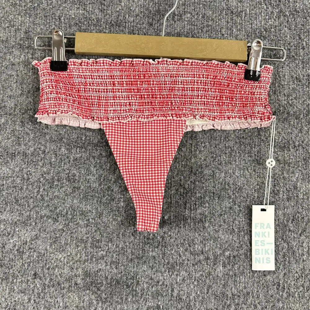 Frankies Bikinis Bikini XS Sofie Micro Bikini Bottom Gingham Ruffle Beach Pool